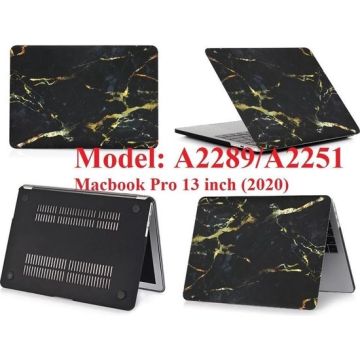 Macbook Case voor Macbook Pro 13 inch (2020) A2289/A2251 - Laptop Cover - Marmer Zwart Goud