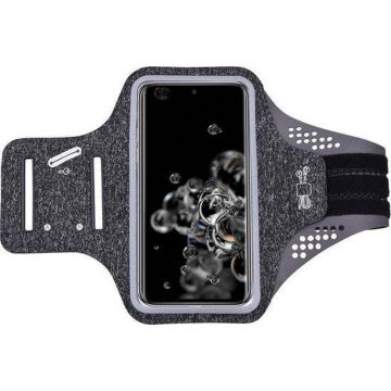 Hoesje Geschikt voor Samsung Galaxy S20 Ultra hardloop telefoonhouder – armband - sportband - van stof - Zwart