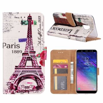 Samsung Galaxy A6 Eiffeltoren (1889) Design Booktype Kunstleer Hoesje Met Pasjesruimte