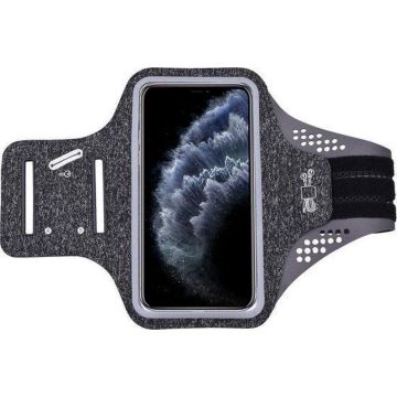 Geschikt voor iPhone 11 Pro hardloop telefoonhouder – armband - sportband - van stof - Zwart