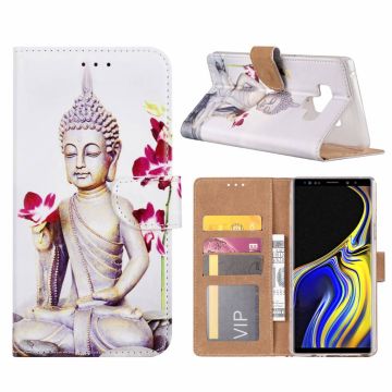 Samsung Galaxy Note 9 Boeddha & Bloem Design Boek hoesje met pasjesruimte