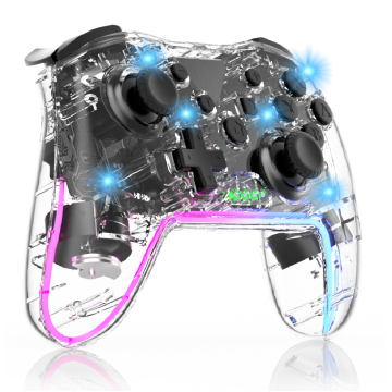 Ntech Switch Controller -Geschikt voor Switch/Lite/OLED Controller, Switch Pro Controller - Transparant - RGB Verlichting - Gaming Accesoires - Turbo - Macro