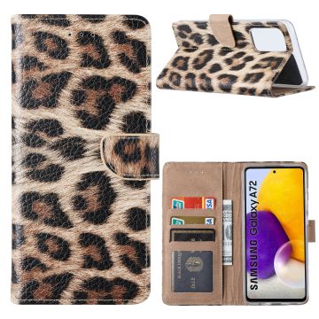 Samsung A72 Hoesje Luipaard - Galaxy A72 5G / 4G Boek Hoesje / Portemonnee - Luipaard hoesje Samsung A72