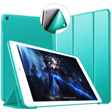 Hoes geschikt voor iPad Mini 4 Mint Groen - Hoes geschikt voor iPad Mini 2 / 3 hoes Trifold Smart cover - Hoes geschikt voor iPad Mini hoes - Hoes geschikt voor iPad Mini 5 hoes bookcase - Hoes geschikt voor iPad Mini 1/2/3 hoesje soft Silicone Trifold ca
