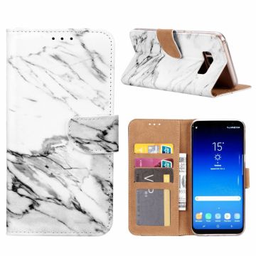Samsung Galaxy S8+(Plus) Marmer Design Booktype Kunstleer Hoesje Met Pasjesruimte