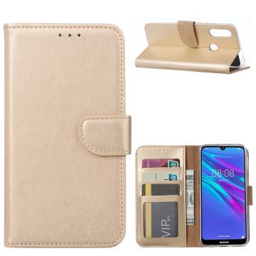 Ntech Portemonnee Hoesje/Book Case met Opbergvakjes & Magneetflapje voor Huawei Y6 2019 - Goud