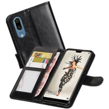 Huawei P20 Lite Portemonnee hoesje booktype wallet Zwart