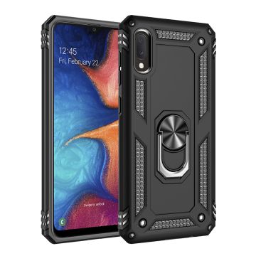 Samsung Galaxy A10s Armor Hoesje Ringhouder TPU - Zwart