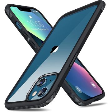 Hoesje Geschikt voor iPhone 12 Pro Max hoesje met Doorzichtig Mat Backcover – silicone Hoesje colour Soft Bumper - Zwart