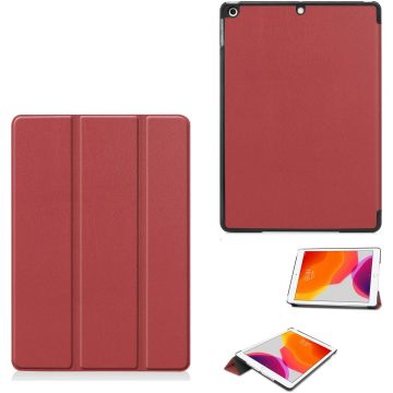 Hoes geschikt voor iPad 2021 / 2020 / 2019 (9e/8e/7e Generatie / 10.2 inch) Trifold Bookcase Wine Rood – Hoes geschikt voor iPad 2020 hoes 10.2 hard case - Ntech