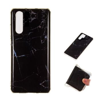 Ntech Samsung Galaxy A50 Marmor Design Back Cover Hoesje - Zwart kleur