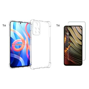 Xiaomi RedMi Poco M4 Pro 5G Transparant Hoesje Met Bumper en Glas Screenprotector - Xiaomi RedMi Poco M4 Pro 5G case - Xiaomi Poco M4 Pro 5G backcover - Ntech hoesje