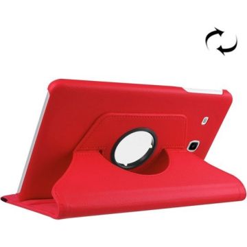 Samsung Galaxy Tab E 9.6 / T560 horizontaal Litchi structuur 360º Draaibaar Hoesje (rood)