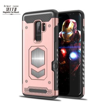 Ntech Samsung Galaxy S9 Plus Luxe Armor Case met Pashouder - Rose Goud