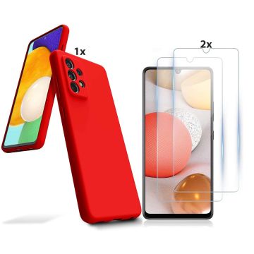 Samsung Galaxy A51 Hoesje Soft Nano Silicone Backcover Gel Rood Met 2x Glazen Screenprotector