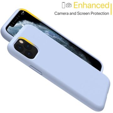 Hoesje Geschikt voor iPhone 12 Mini Hoesje - Nano siliconen Backcover - Soft TPU case met microvezel - Licht Blauw