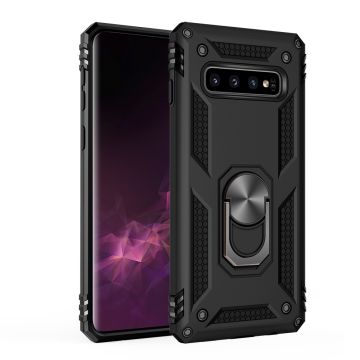 Samsung Galaxy S10+ Armor Hoesje Ringhouder TPU - Zwart