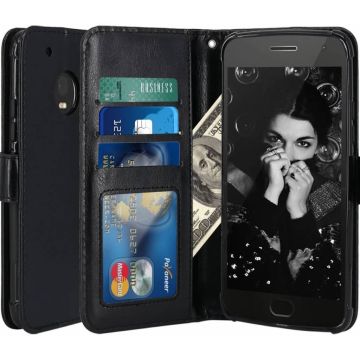 Moto G5 (5th Generation) Portemonnee hoesje met stand Zwart