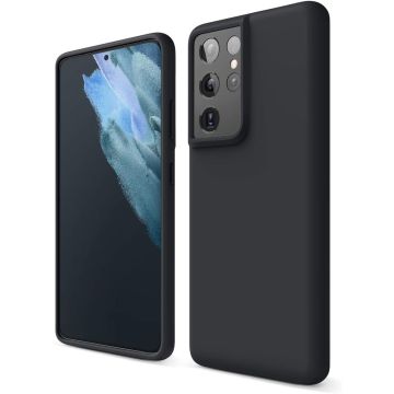 Samsung S21 Ultra hoesje - S21 Ultra hoesje Zwart - Samsung Galaxy S21 Ultra hoesje Nano Liquid siliconen Backcover- hoesje Samsung S21 Ultra