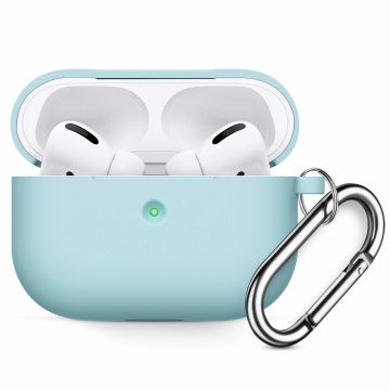 Apple AirPods Pro Soft Silicone Hoesje Met sleutelhanger - Licht Blauw