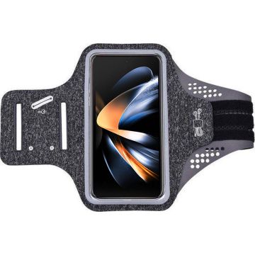 Hoesje Geschikt voor Samsung Galaxy Z Fold 4 hardloop telefoonhouder – armband - sportband - van stof - Zwart