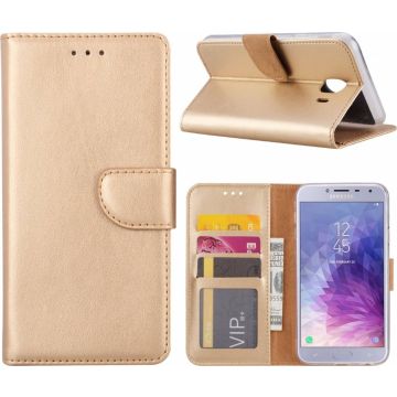 Samsung Galaxy J4 (2018) case Goud Portemonnee hoesje met opbergvakjes