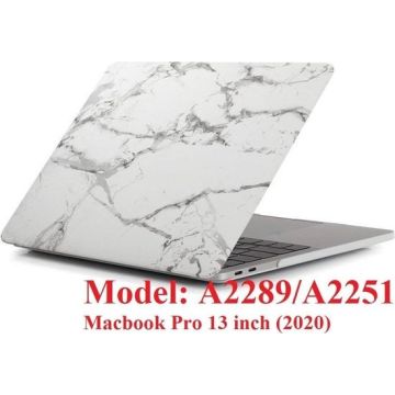 Macbook Case voor Macbook Pro 13 inch (2020) A2289/A2251 - Laptop Cover - Marmer Wit