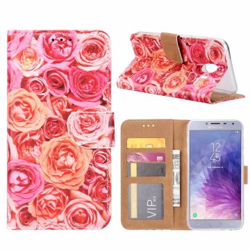 Samsung Galaxy J4 (2018) Roos Design Booktype Kunstleer Hoesje Met Pasjesruimte