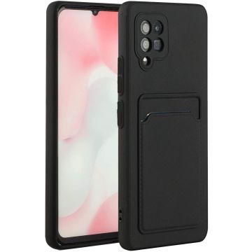 Samsung A32 Hoesje met pasjeshouder Zwart - Samsung Galaxy A32 5G hoesje Soft silicone colour case met kaarthouder