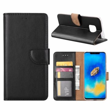 Huawei Mate 20 Pro Zwart Booktype / Portemonnee TPU Lederen Hoesje