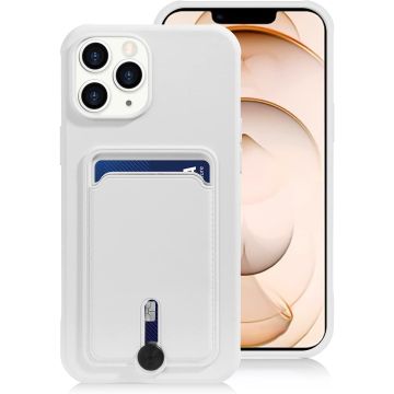 Hoesje Geschikt voor iPhone 13 Pro Max Met pasjehouder – siliconen backcover – Wit