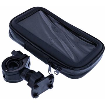 Zwart Fiets Houder Universeel Waterdicht & Shockproof Extra Large Hoesje LG Q8 (2018)