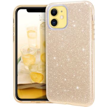Hoesje Geschikt voor iPhone 12 / 12 Pro Hoesje - Glitter TPU backcover - Goud