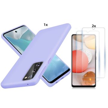 Samsung Galaxy S20 Hoesje Soft Nano Silicone Backcover Gel Lila Paars Met 2x Glazen Screenprotector