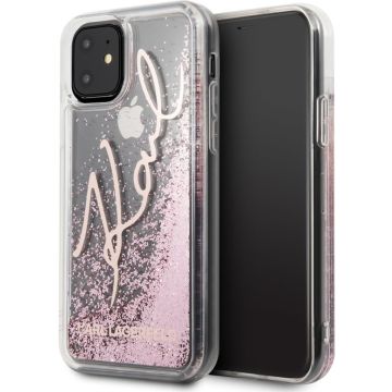 Apple iPhone 11 Karl Lagerfeld Rose Gold Backcover hoesje KLHCN61TRKSRG - Glitter - Silicone
