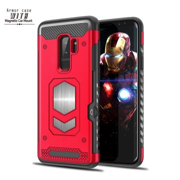 Ntech Samsung Galaxy S9 Plus Luxe Armor Case met Pashouder - Rood