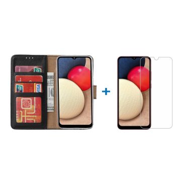 Samsung Galaxy A02s Hoesje bookcase - Zwart met Samsung A02s screenprotector