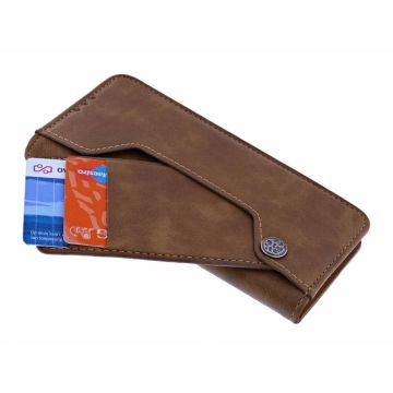 Ntech Huawei P30 Lite Flip Hoesje & Uitschuifbare Pasjeshouder Bruin