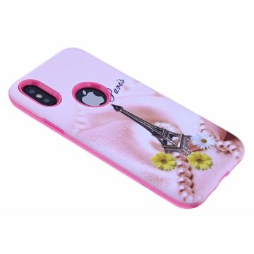 iPhone X / Xs 3D Parel & Eiffeltoren Design Back Cover Hoesje