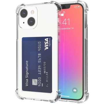 Hoesje Geschikt voor iPhone 12 Mini hoesje transparant - Shock case met pasjeshouder Hoesje Geschikt voor iPhone 12 Mini - Hoesje Geschikt voor iPhone 12 Mini hoesje met pasjeshouder