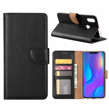 Huawei P Smart+ (Plus) Zwart Booktype / Portemonnee TPU Lederen Hoesje