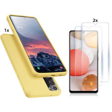 Samsung Galaxy S20 Hoesje Soft Nano Silicone Backcover Gel Geel Met 2x Glazen Screenprotector