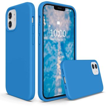 Hoesje Geschikt voor iPhone 12 Mini Hoesje - Nano siliconen Backcover - Soft TPU case met microvezel - Turquoise