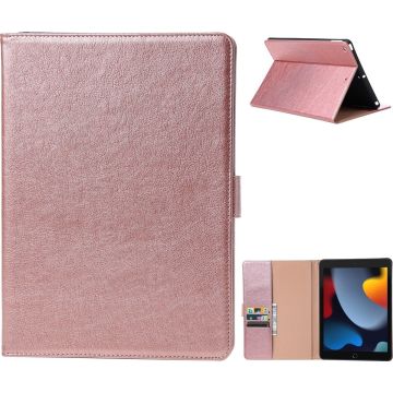 iPad 2021 hoes Bookcase Premium Luex Leren case Rose Goud - iPad 2020 hoes - iPad 2019 hoes Luex 10.2 inch - hoes iPad 2021 / Ntech -ipad hoes 7e generatie hoesje - Portemonnee cover