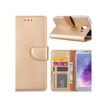 Ntech Samsung Galaxy J4+ (Plus) 2018 case Goud Portemonnee / Booktype hoesje met opbergvakjes