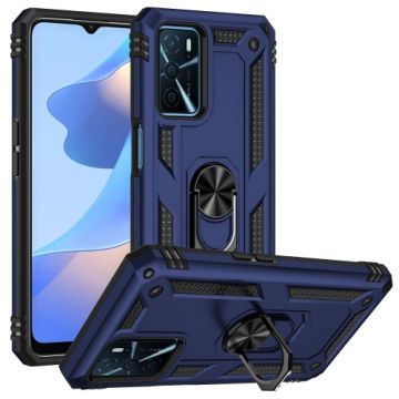 oTronica Armor Backcover voor Oppo A16 hoesje met ringhouder - Blauw