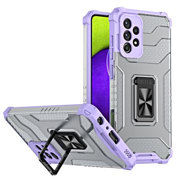 Samsung A72 hoesje transparent rugged case Paars - hoesje Samsung Galaxy A72 military Grade met auto magnetische schokabsorptie hoesje