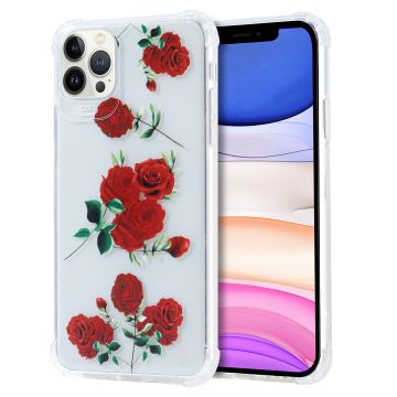 Siliconen Hoesje met bloemenprint Geschikt voor iPhone 12/12 Pro Rozen Transparant