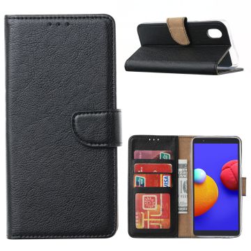 Samsung Galaxy A01 Core Hoesje - Galaxy A01 Core book case met Pasjeshouder - Zwart