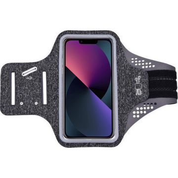 Geschikt voor iPhone 13 hardloop telefoonhouder – armband - sportband - van stof - Zwart